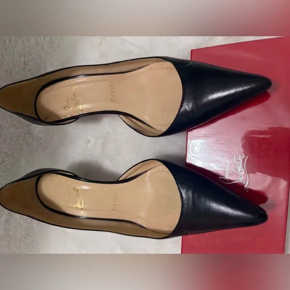 Christian Louboutin Black Pointed-Toe Iriza leather Pumps - Picture 9 of 12